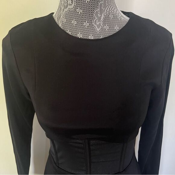 Zara Black Long Sleeve Mini Dress Sz Small NWT - Picture 2 of 8